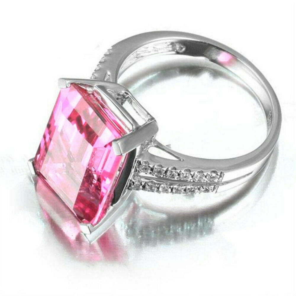 Fashion Silver Pink Ametrine Gemstone Ring New